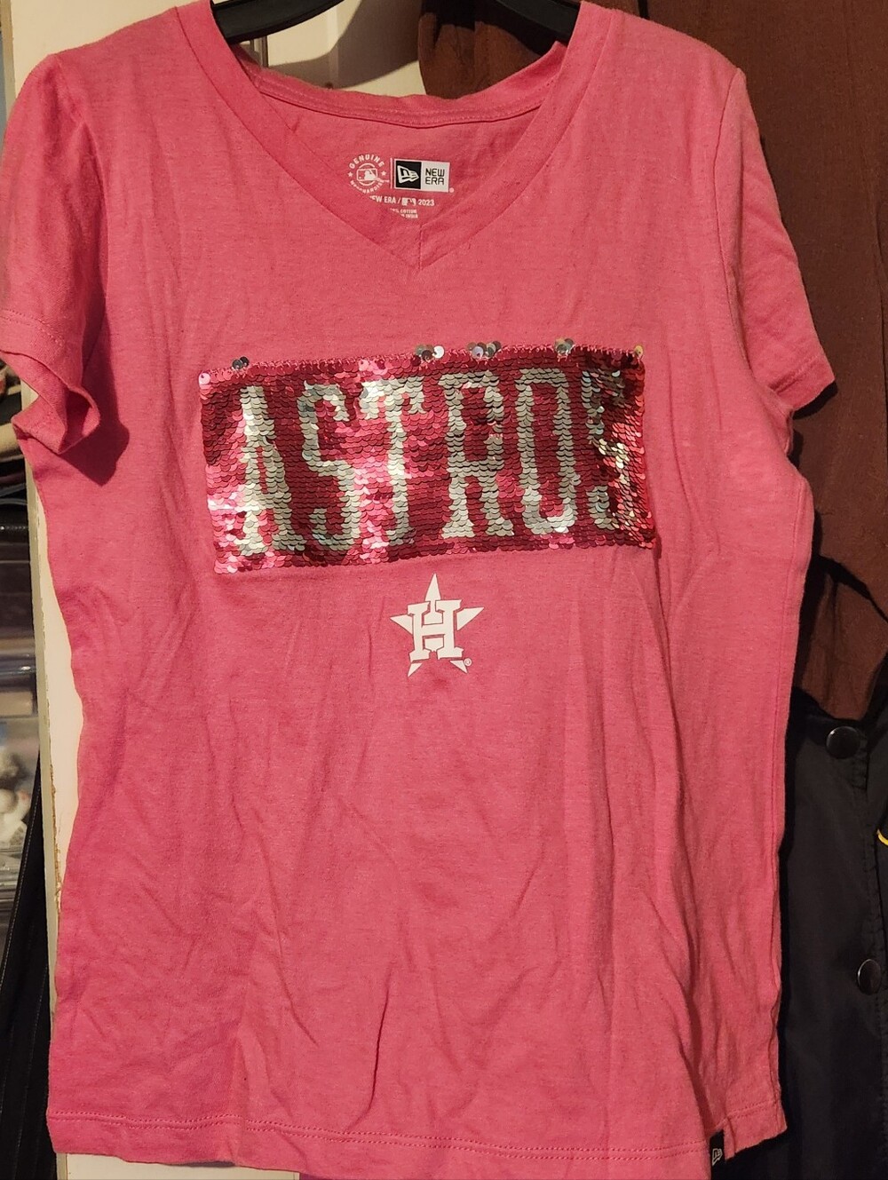 Houston Astros Girls' Pink Sequin & Stripe Tee bundle of 2 shirts size 7/8 - Picture 5 of 8